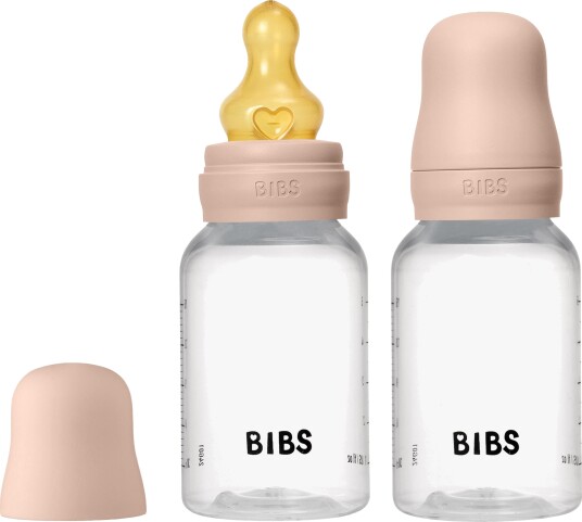 BIBS Slow Flow Tåteflaske Latex 2-Pakk 150 ml Blush