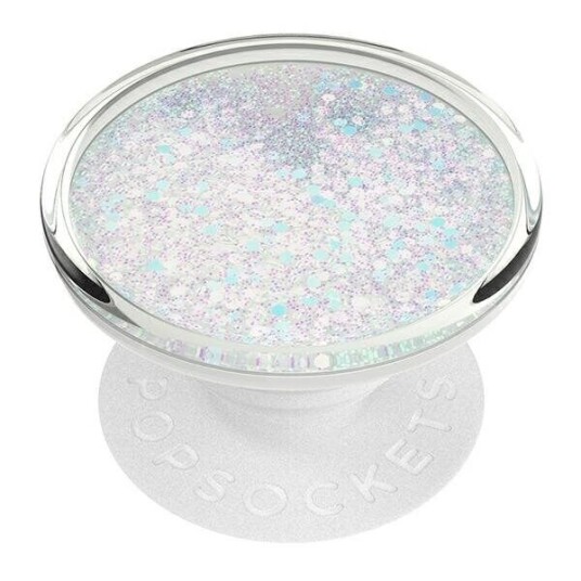 Popsockets Swappable Popgrip - Fingergrep/Stativ For Mobiltelefon - Tidepool Halo White - Hvit Glitter Som Flyter I Væske
