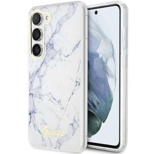 Guess Mobildeksel til Samsung Galaxy S23+ Hvit Hardcase med Marmor Design