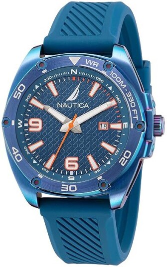 Nautica Herreklokke NAPTCF201 Tin Can Bay Blå/Gummi Ø44 mm