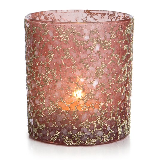 Telysglass Gloria m/glitter rosa 9cm Telysglass Gloria m/glitter rosa 9cm