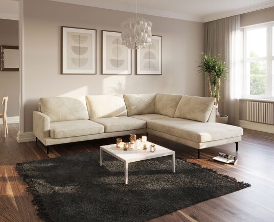 SparMax Hemsedal 25a Hjørnesofa - Sand Velur