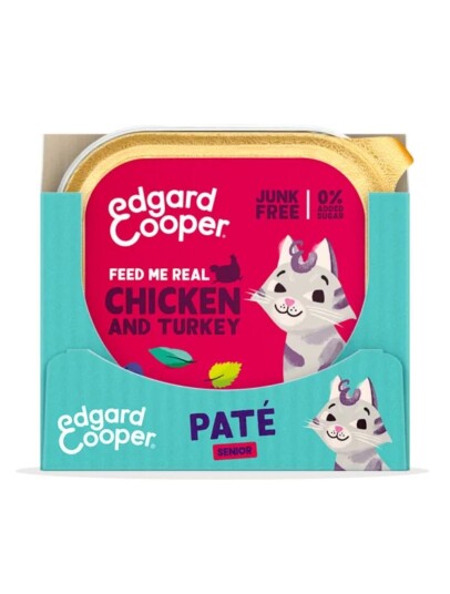 Edgard Cooper 16 X Cat Senior Vetfood Paté Chicken/Turkey 85G Bundle