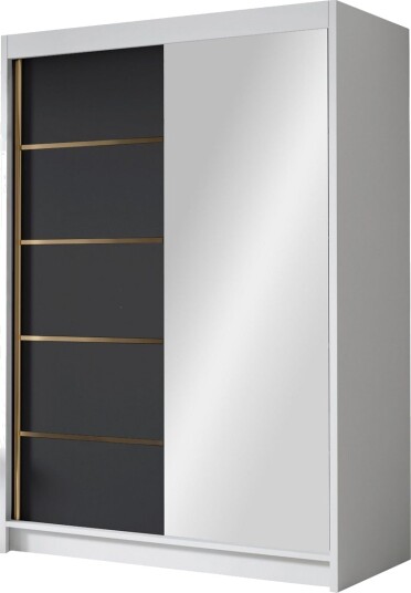 Lungos Garderobe med Speil 120x200 cm - Svart/Hvit