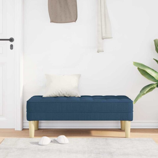 Benk Blå 113x57x39 cm Stoff Benk Blå 113x57x39 cm Stoff