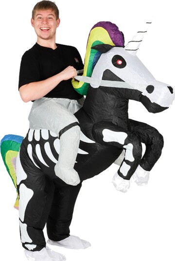 Hisab/Joker Oppblåsbar Ridende Unicorn Skjelett Kostyme One size 97903
