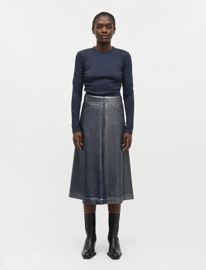 Mads Nørgaard 2X2 Lurex Tuba Tee Ls - Navy - S Mads Nørgaard 2X2 Lurex Tuba Tee Ls - Navy - S