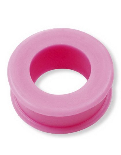 Rosa Piercing Tunnel i Silikon med Bred Kant Strl 4 mm