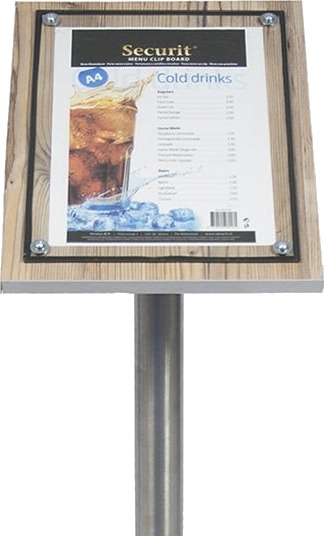 Securit Mcs A4 Oak Informasjonsstativ A4 Glass Plast Rustfritt Stål Tre Satinert Stål Tre 340 Mm 90 Mm