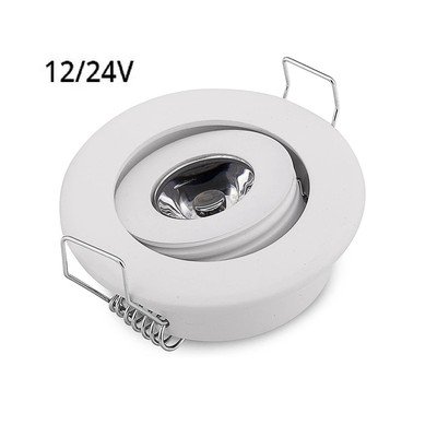 1W downlight hvit - Hull: Ø4,2 cm, Mål: Ø5,2 cm, 2,2 cm høy, dimbar, 12V/24V - Dimbar : Dimbar, Kulør : Varm