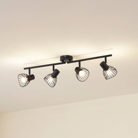 Lindby taklampe Piena svart 4 lyskilder metall 70 cm