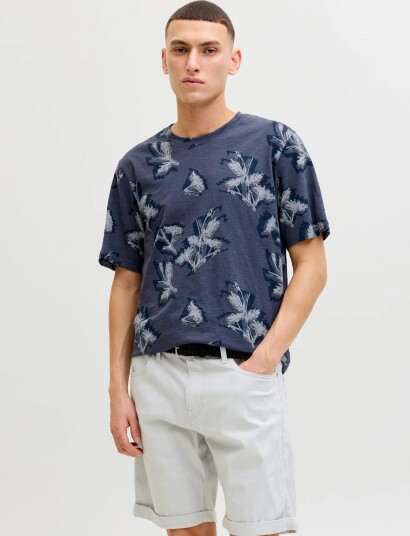 Jack & Jones Jormontauk Aop Tee Crew Neck Grey M