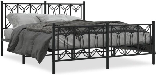 Sengeramme i metall med hode- og fotgavl svart 160x200 cm 8721102644122