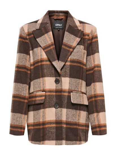 ONLY Onlimmy Life Check Blazer Otw - Brown - S ONLY Onlimmy Life Check Blazer Otw - Brown - S
