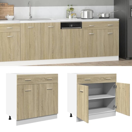  Bunnskap med skuff sonoma eik 80x46x81,5 cm sponplate 8721102823183