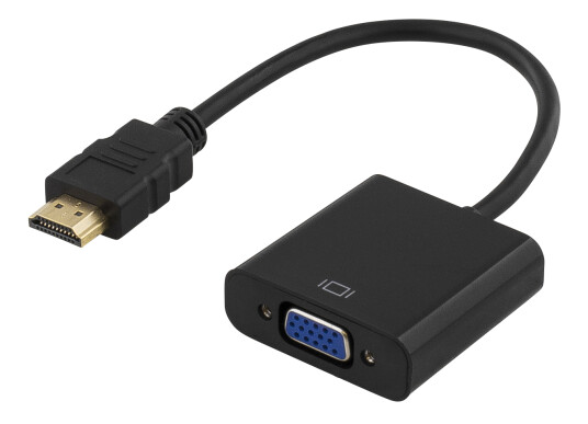 Deltaco HDMI til VGA Adapter med Lyd 10 cm Hvit