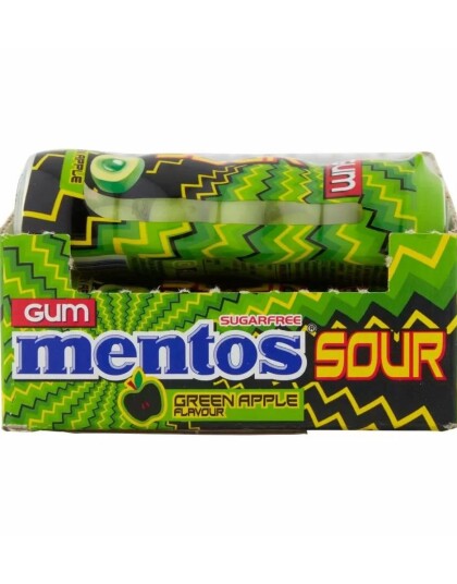 10 stk Mentos Sugarfree Sour Apple Gum   Sukkerfri Tyggegummi med Sur Eplesmak   Hel Eske 300 gram