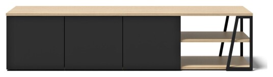 Temahome Albi TV-Bord 190, Lys eik/Svart metall, 190x45x45 Unoliving