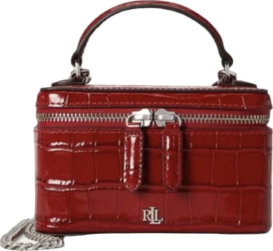 Lauren Ralph Lauren Croc Embossed Small Hallee Crossbody Bag   FESTIVE RED   One Size