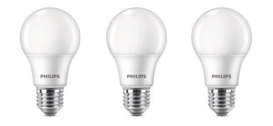 Philips LED-lyspære 8W/827 (60W) frosted 3-pack E27 Philips LED-lyspære 8W/827 (60W) frosted 3-pack E27