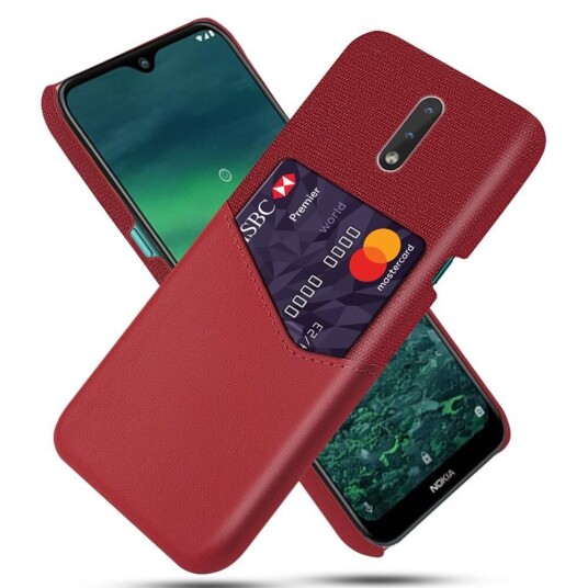 INCOVER Nokia 2.3 Polstret Plastikk Deksel m. Kortholder av PU Skinn - Rød