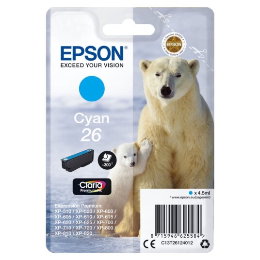 Epson Originale Blekkpatroner Epson C13t26124022 Cyan
