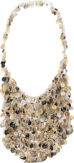 Mango Chain Handbag With Mother Of Pearl Buttons   Silver   ONE SIZE
