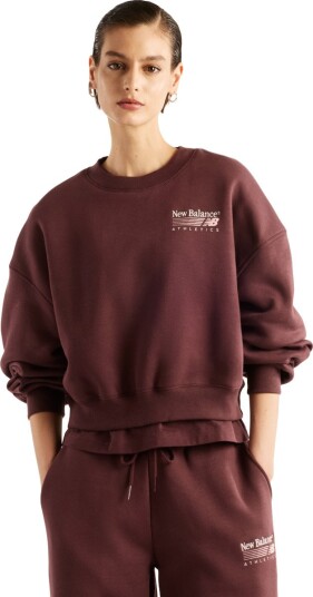 New Balance Trackside Fleece Crew CHERRY LEATHER XS