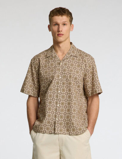 Selected Slhrelaxnew-Linen Shirt Ss Resort - Multi/patterned - M