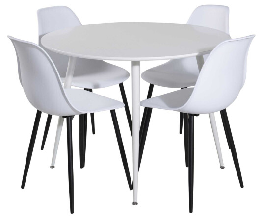 Venture Design Plaza & Polar spisegruppe Hvit/hvit 4 st stoler & bord 100 cm