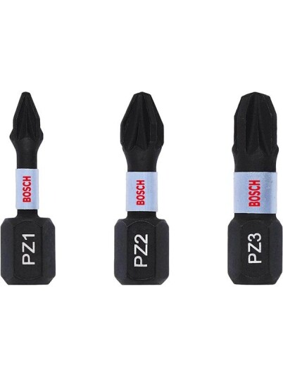 Bosch 3-delt PZ Skruebitssett 25 mm til Impact Drill Bosch 3-delt PZ Skruebitssett 25 mm til Impact Drill