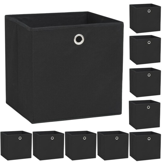 vidaXL Oppbevaringsbokser 10 stk ikke-vevet stoff 32x32x32 cm svart vidaXL Oppbevaringsbokser 10 stk ikke-vevet stoff 32x32x32 cm svart