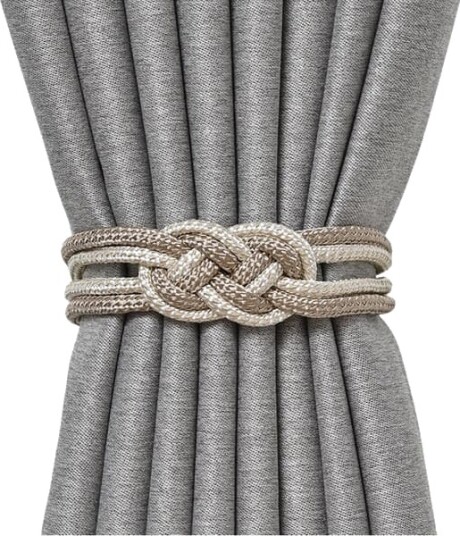 Flettede magnetiske gardinbindere 2 pak White+Grey Flettede magnetiske gardinbindere 2 pak White+Grey