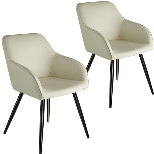 tectake 2 Stoler Marilyn tekstil - krem/svart