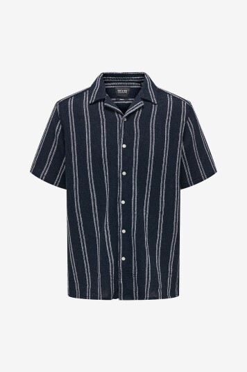 Only & Sons Skjorte onsTrev Life Reg Stripe SS Shirt Blå