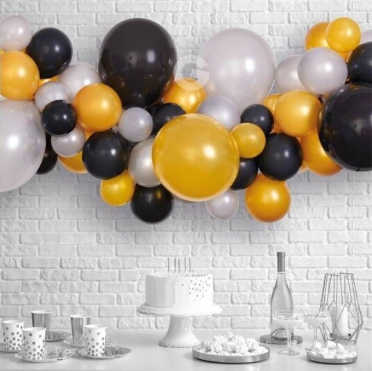 DIY Ballongbue Girlander - Svart / Sølv / Gull