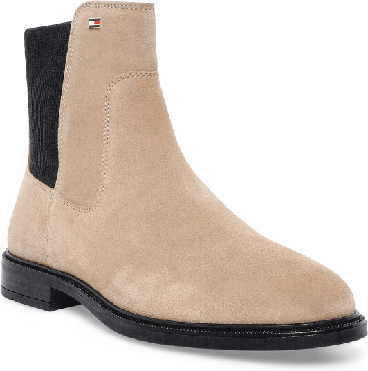 Tommy Hilfiger Enamel Flag Suede Ankle Chelsea - Beige - 36