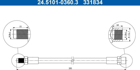 ATE 24.5101 0360.3 Bremseslange ATE 24.5101 0360.3 Bremseslange