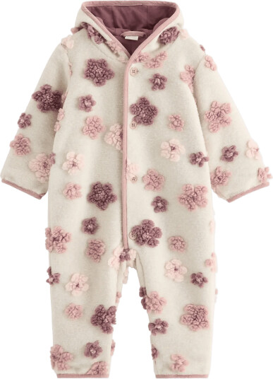 Lindex Overall With Pile Flowers - Beige - 74