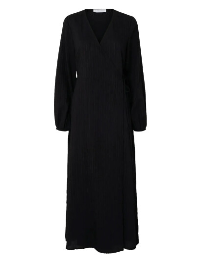 Selected Slflucia-Susie Ls Ankle Wrap Dress B - Black - 36