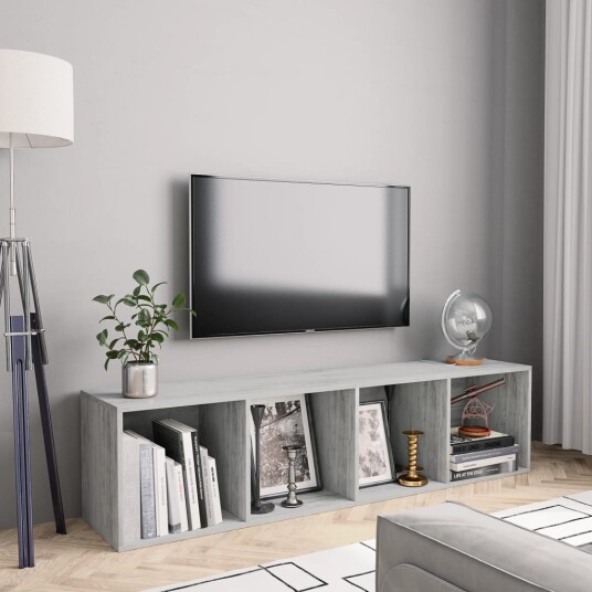 vidaXL Bokhylle/TV-benk betonggr? 143x30x36 cm