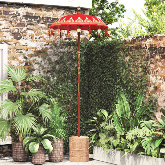 vidaXL Balinesisk Parasol Rød 95 x 95 x 260 cm