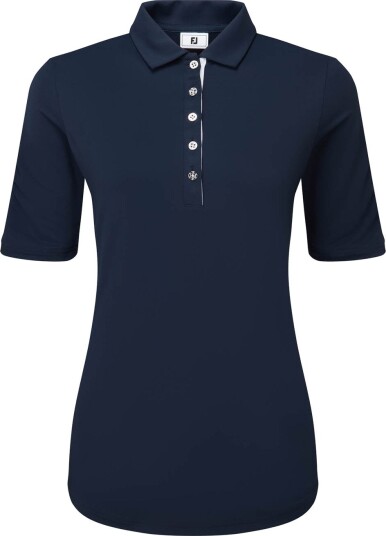 FootJoy Half Sleeve Ruched Lisle Blå Golf pologenser dame Navy Large
