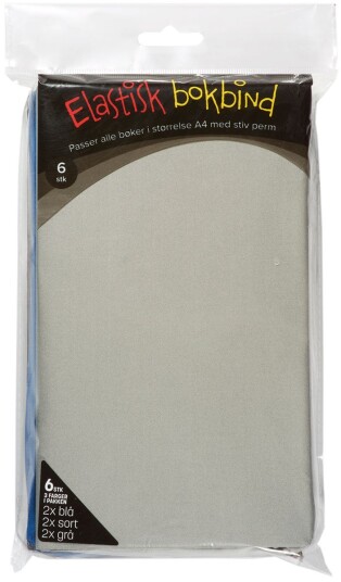 Booki Bokbind Elastisk 6pk Ensfarget Blå, Grå, Sort Booki Bokbind Elastisk 6pk Ensfarget Blå, Grå, Sort