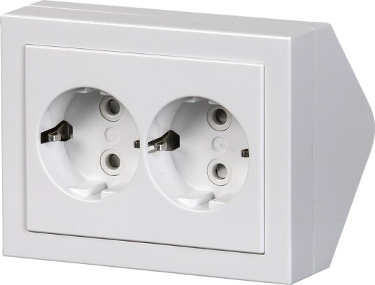 ABB Impressivo Hjørneboks 2-veis, jordet, utenpåliggende Hvit ABB Impressivo Hjørneboks 2-veis, jordet, utenpåliggende Hvit