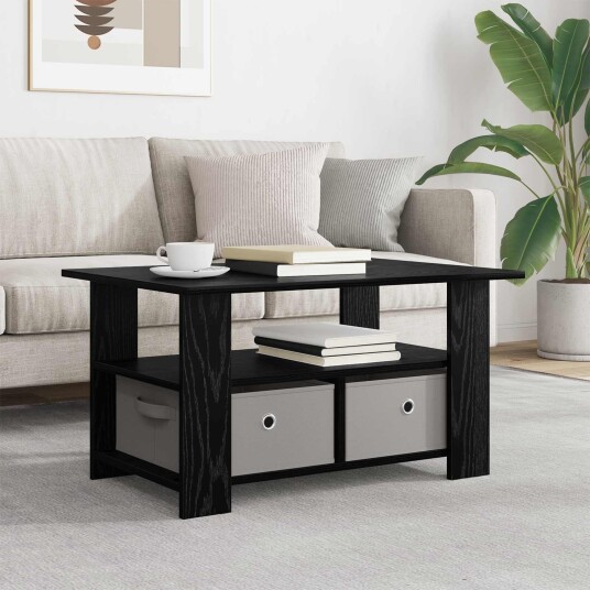 Kaffebord med skuff Svart Eik 77 x 55 x 42 cm Konstruert tre