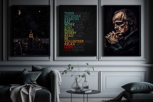 Plakat By Sitater & Ikonisk Portrett / Sett av 3 Plakat By Sitater & Ikonisk Portrett / Sett av 3