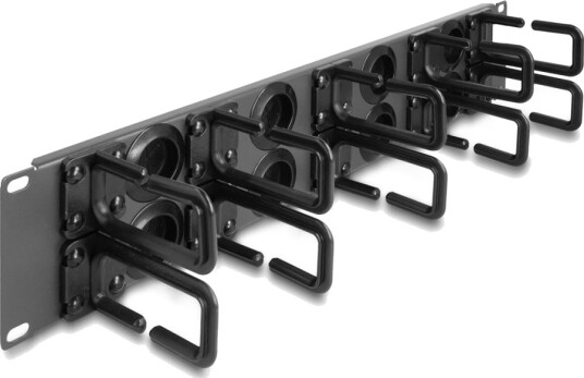 Delock Rack Cable Management Routing Panel 8 Rubber Cable Entries 10 Hooks Mørk Grå 2U 19" 66746