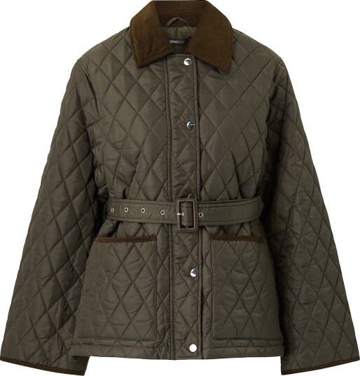 Gina Tricot Jakke Quilted Belted Jacket Grønn Gina Tricot Jakke Quilted Belted Jacket Grønn