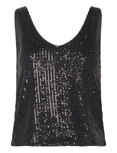 ONLY Onlana S/L V Neck Sequins Top Jrs |Svart |XS